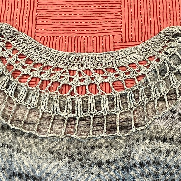 Free People mohair blend crochet Gray / Blue Knit Sweater - Picture 10 of 16